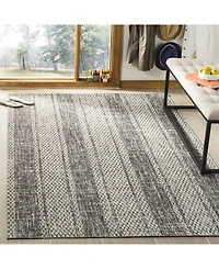 Safavieh Courtyard CY8736 Light Gray and Black 5'3" x 7'7" Sisal Weave Outdoor Area Rug