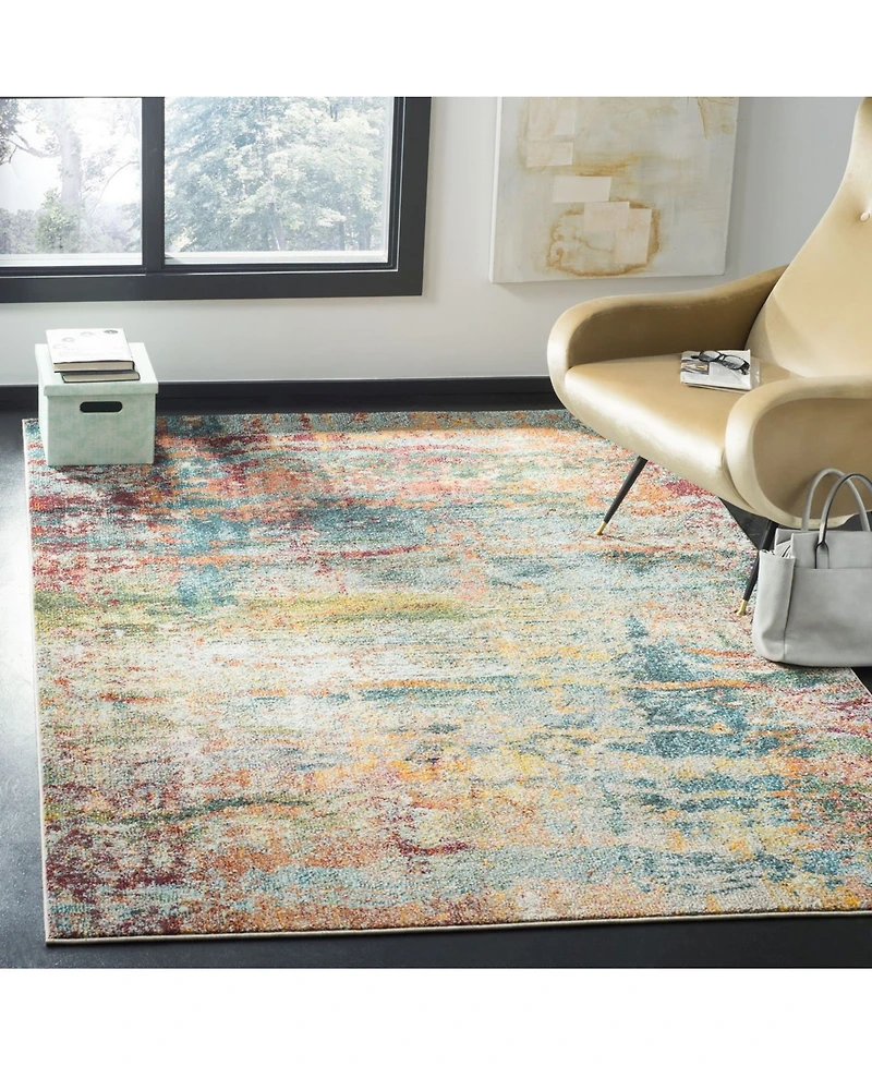 Safavieh Monaco MNC262 Teal and Orange 5'1" x 7'7" Area Rug