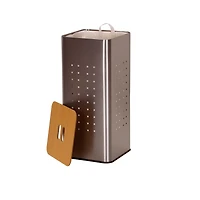 Household Essentials Square Metal Laundry Hamper with Wood Lid