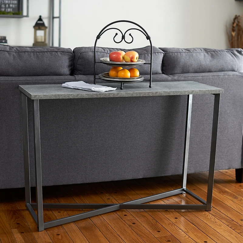 Household Essentials Slate Faux Concrete Sofa Table