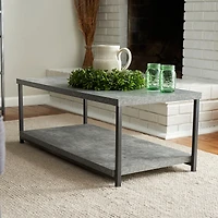 Household Essentials Slate Faux Concrete Coffee Table with Storage Shelf