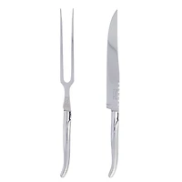 French Home Laguiole Stainless Steel Carving Knife and Fork Set.