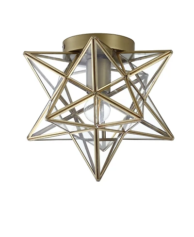 Jonathan Y Stella Moravian Star Metal/Glass Led Flush Mount