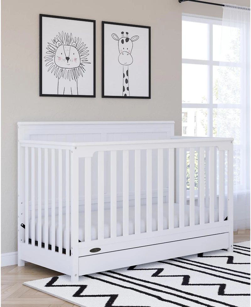 Graco Hadley 5-in-1 Convertible Crib with Drawer (White) –Crib Combo