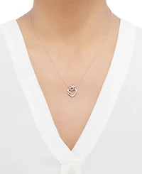 Diamond Accent Mother & Child 18" Pendant Necklace in Sterling Silver