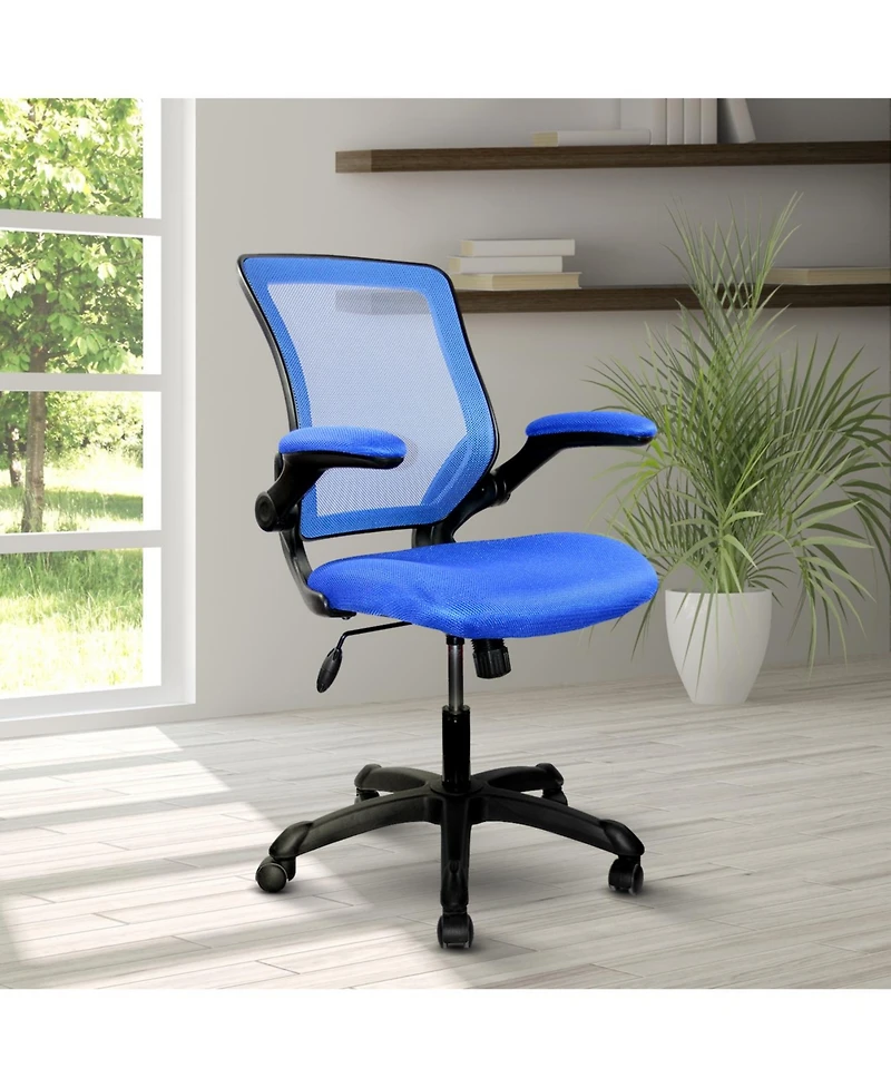 Techni Mobili Mesh Office Chair with Lumbar Support and Flip-Up Arms