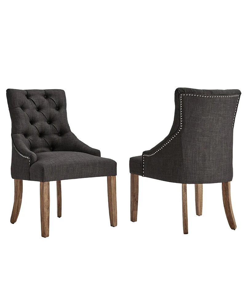 Alvia Button Tufts Wingback Hostess Chair Set Of 2