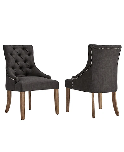 Alvia Button Tufts Wingback Hostess Chair Set Of 2