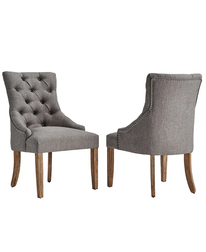 Alvia Button Tufts Wingback Hostess Chair Set Of 2