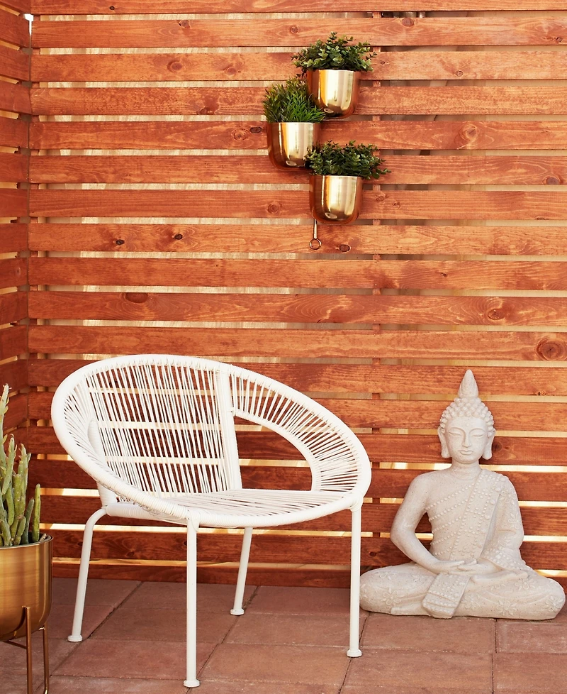 Grey Magnesium Oxide Buddha Garden Sculpture, 28 x 19 x 13