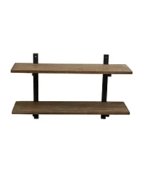 Alaterre Pomona 36" W Metal and Solid Wood Wall Shelf