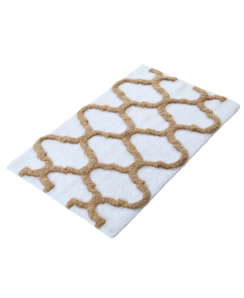 Saffron Fabs Geometric Non-Skid Cotton Bath Rug, 21" x 34"