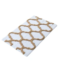 Saffron Fabs Geometric Non-Skid Cotton Bath Rug, 21" x 34"