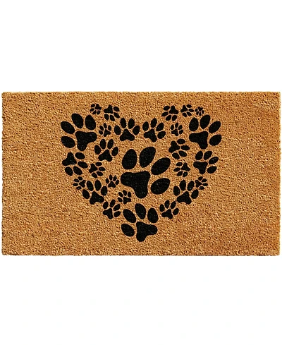 Home & More Heart Paws Natural Coir/Vinyl Doormat, 24" x 36"