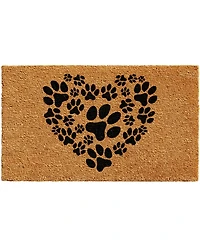 Home & More Heart Paws Natural Coir/Vinyl Doormat, 24" x 36"