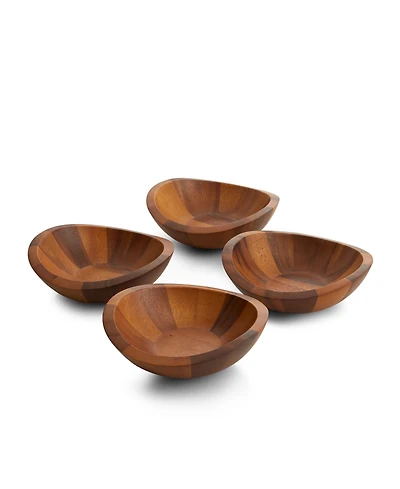 Nambe Braid Set of 4 Individual Wood 8" Salad Bowls