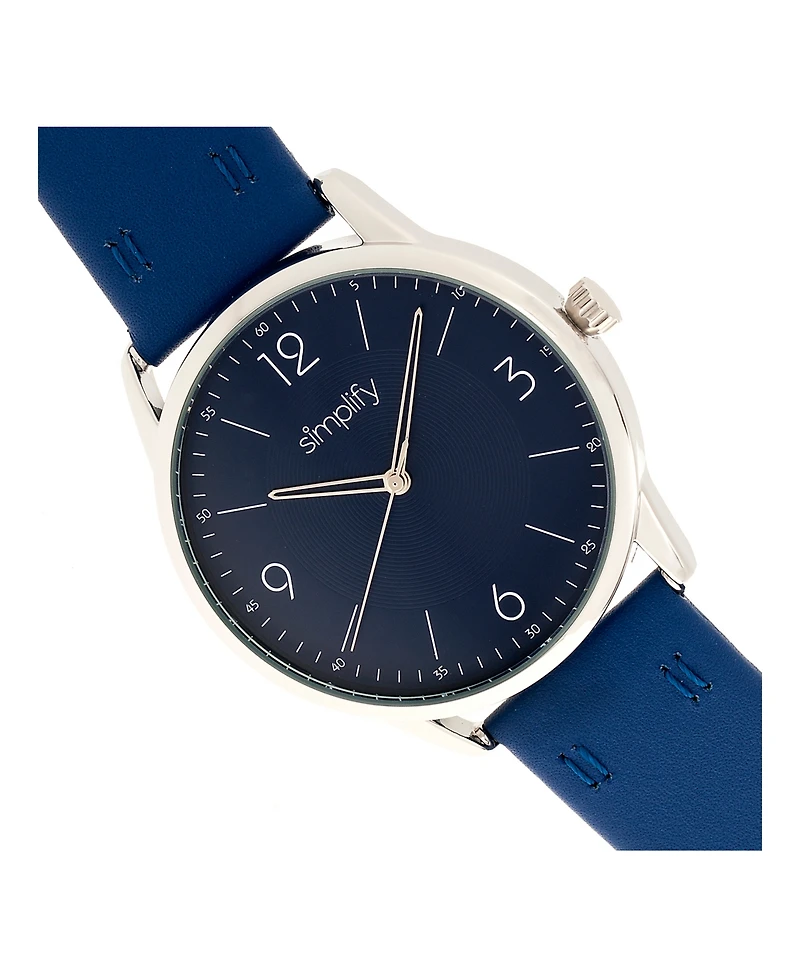 Simplify Quartz The 6300 Black Dial, Genuine Blue Leather Watch 41mm