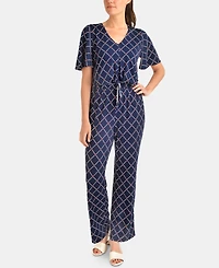 Ny Collection Floral-Print Tie-Front Jumpsuit