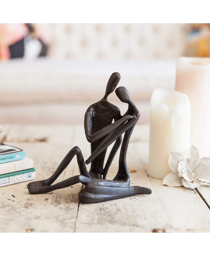 Danya B. Large Couple Embracing Cast Iron Sculpture