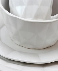 Elama Retro Chic 16 Piece Glazed Dinnerware Set In Black