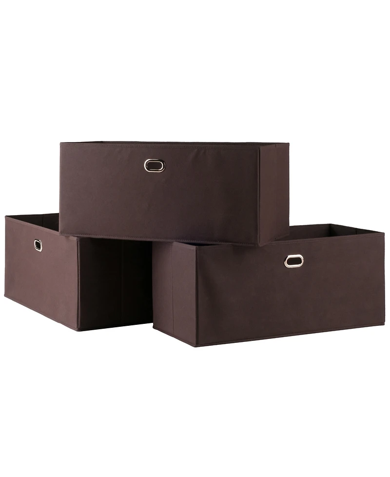 Winsome Torino 3-Pc Set Folding Fabric Baskets Chocolate