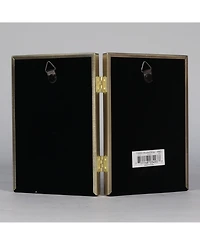 Lawrence Frames Antique Brass Hinged Double Picture Frame - Bead Border Design