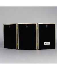 Lawrence Frames Antique Brass Hinged Triple Picture Frame - Bead Border Design
