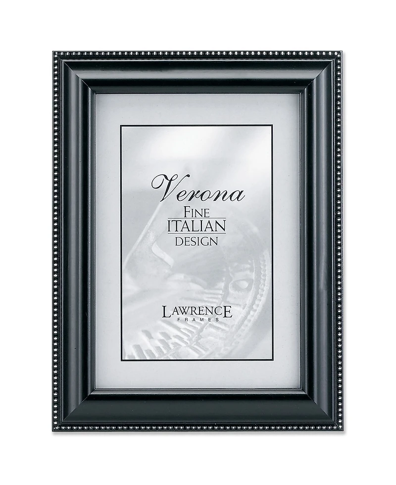 Lawrence Frames Black Wood Picture Frame - Silver Bead Design - 5" x 7"