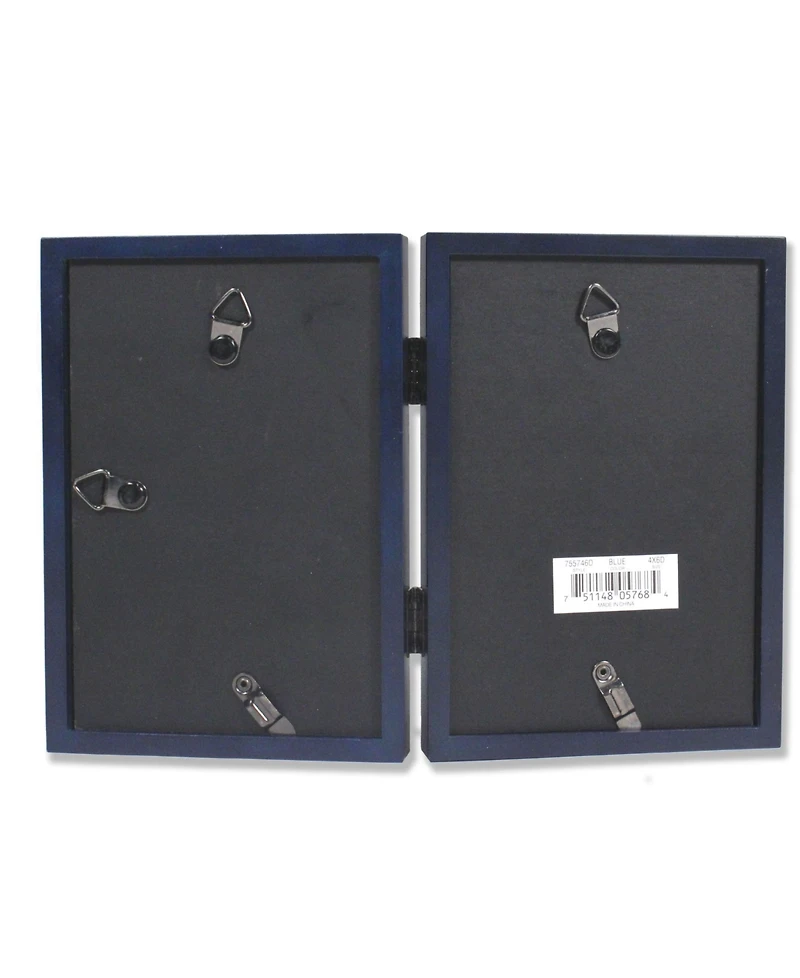 Lawrence Frames Hinged Double Blue Wood Picture Frame - Gallery Collection