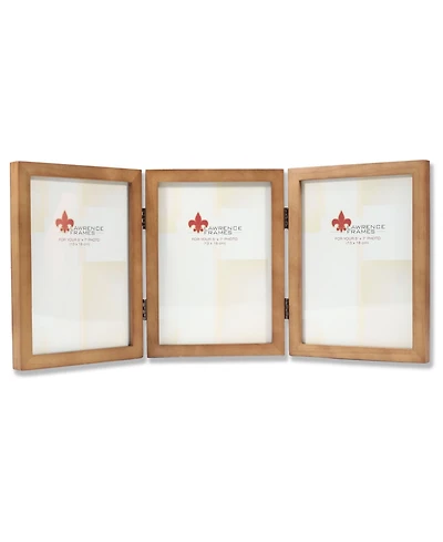 Lawrence Frames 766057T Nutmeg Wood Hinged Triple Picture Frame - 5" x 7"