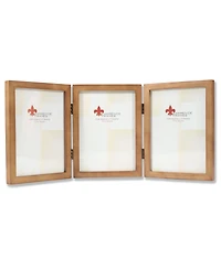 Lawrence Frames 766057T Nutmeg Wood Hinged Triple Picture Frame - 5" x 7"