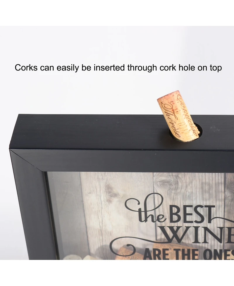 Lawrence Frames Black Shadow Box Wine Cork Holder - 10" x 10"