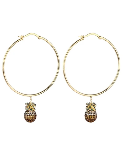 Noir Cubic Zirconia Pineapple Hoop Earring
