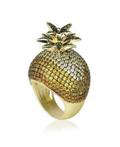 Noir Cubic Zirconia Pineapple Cocktail Ring