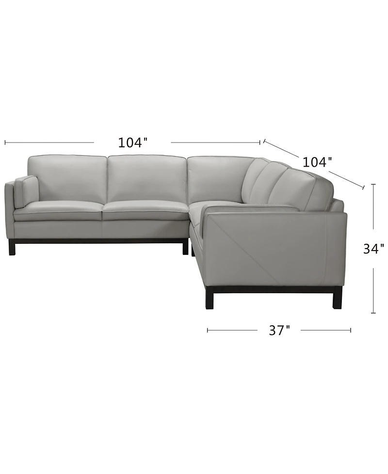Closeout! Virton 3-Pc. Leather "L" Sectional Sofa, Created for Macy's