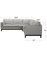 Closeout! Virton 3-Pc. Leather "L" Sectional Sofa, Created for Macy's