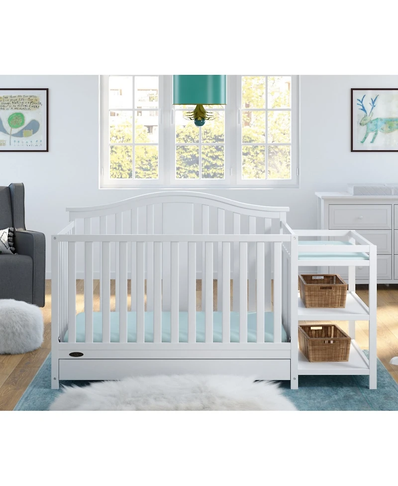 Graco Solano 4-in-1 Convertible Crib & Changer with Drawer - Pebble Gray