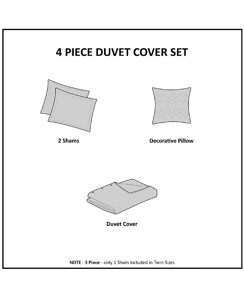 Intelligent Design Abby Pintucked Metallic 3-Pc. Duvet Cover Set, Twin/Twin Xl