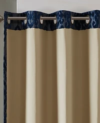 Mirage Knitted Jacquard Damask Total blackout curtains for bedroom, Silver grommet top fit up to 1.25 inches rod Single Curtain Panel for Living Room