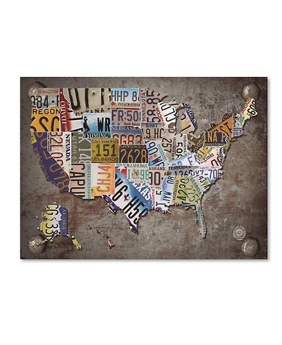 Masters Fine Art 'Usa License Plate Map on Metal' Canvas Art - 35" x 47"