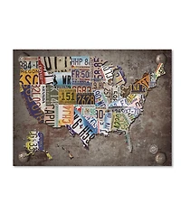 Masters Fine Art 'Usa License Plate Map on Metal' Canvas Art - 35" x 47"