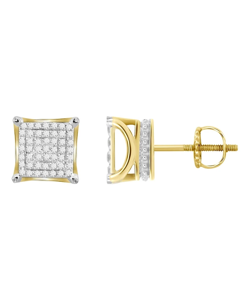 Men's Diamond (1/4 ct.t.w.) Square Earring Set in 10k Yellow Gold