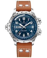 Hamilton Men's Swiss Khaki X-Wind Brown Leather Strap Watch 45mm