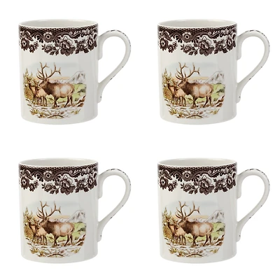 Spode Woodland Elk Mugs, Set of 4