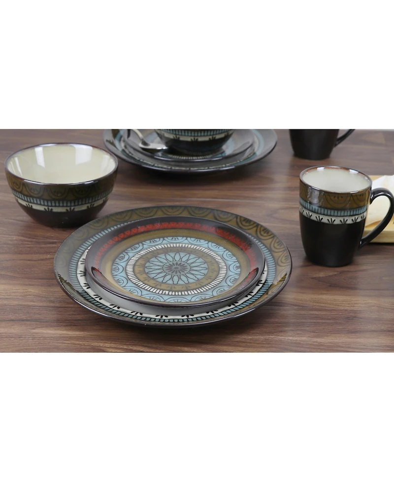 Lorren Home Trends 16 Piece Glazed Dinnerware