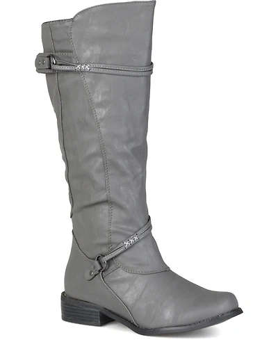 Journee Collection Women's Harley Extra Wide Calf Rouched Knee High Boots