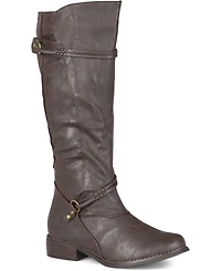 Journee Collection Women's Harley Extra Wide Calf Rouched Knee High Boots