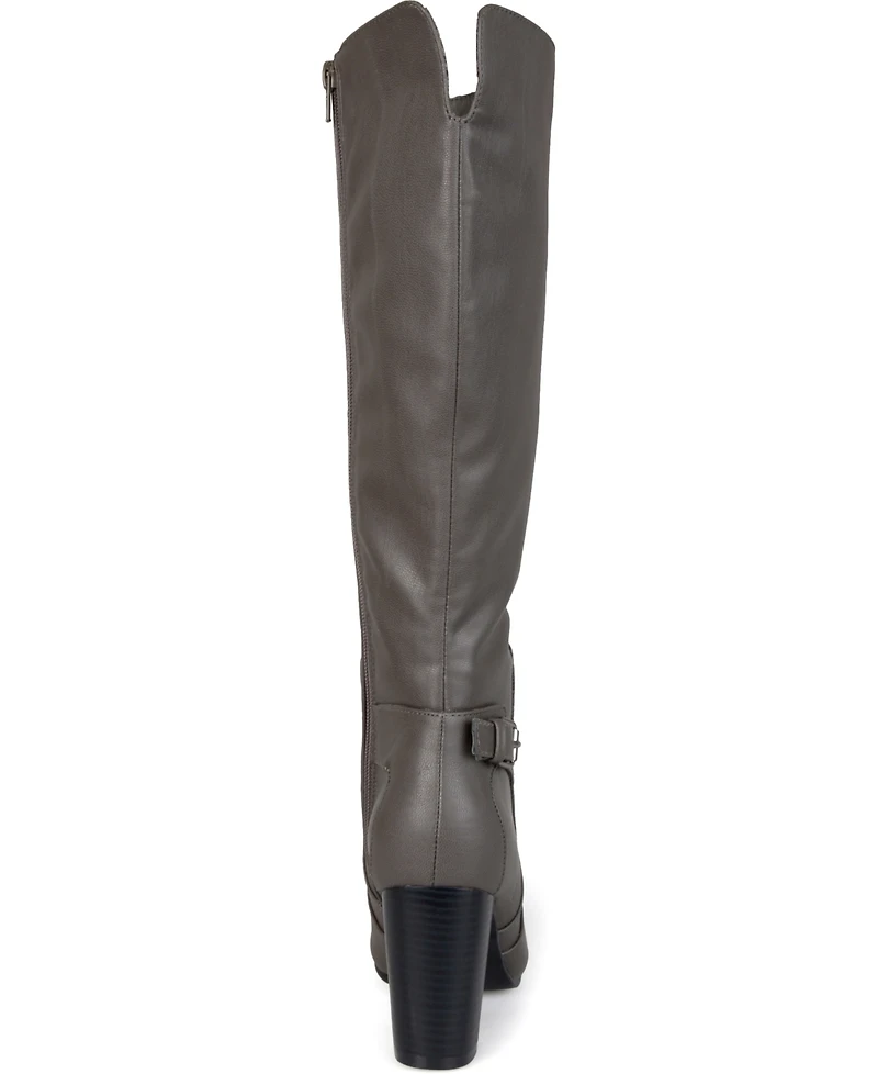 Journee Collection Women's Carver Wide Calf Block Heel Knee High Boots