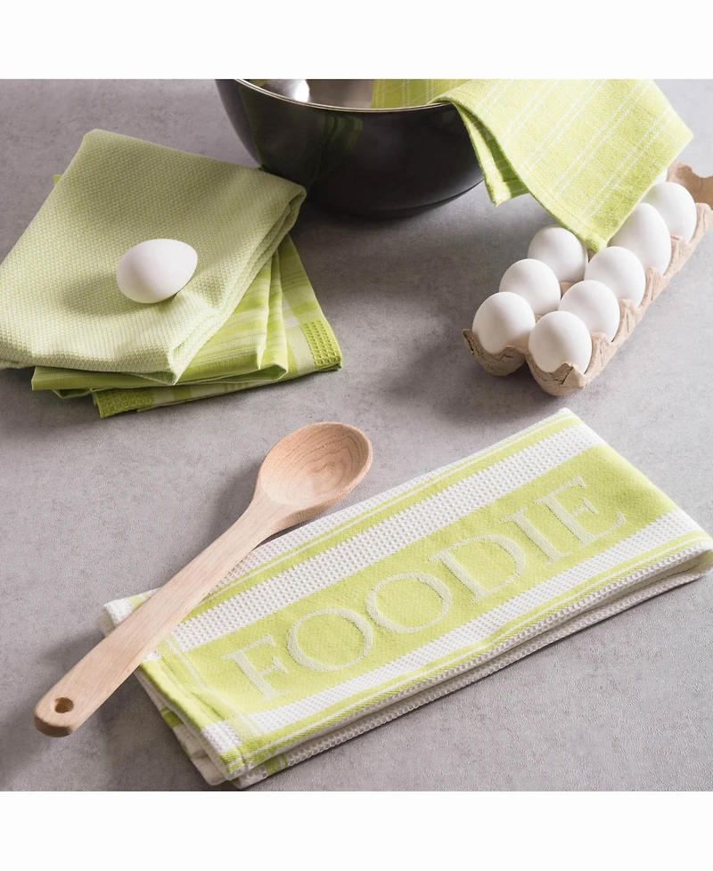 Assorted Foodie Dishtowel and Dishcloth, Set of 5