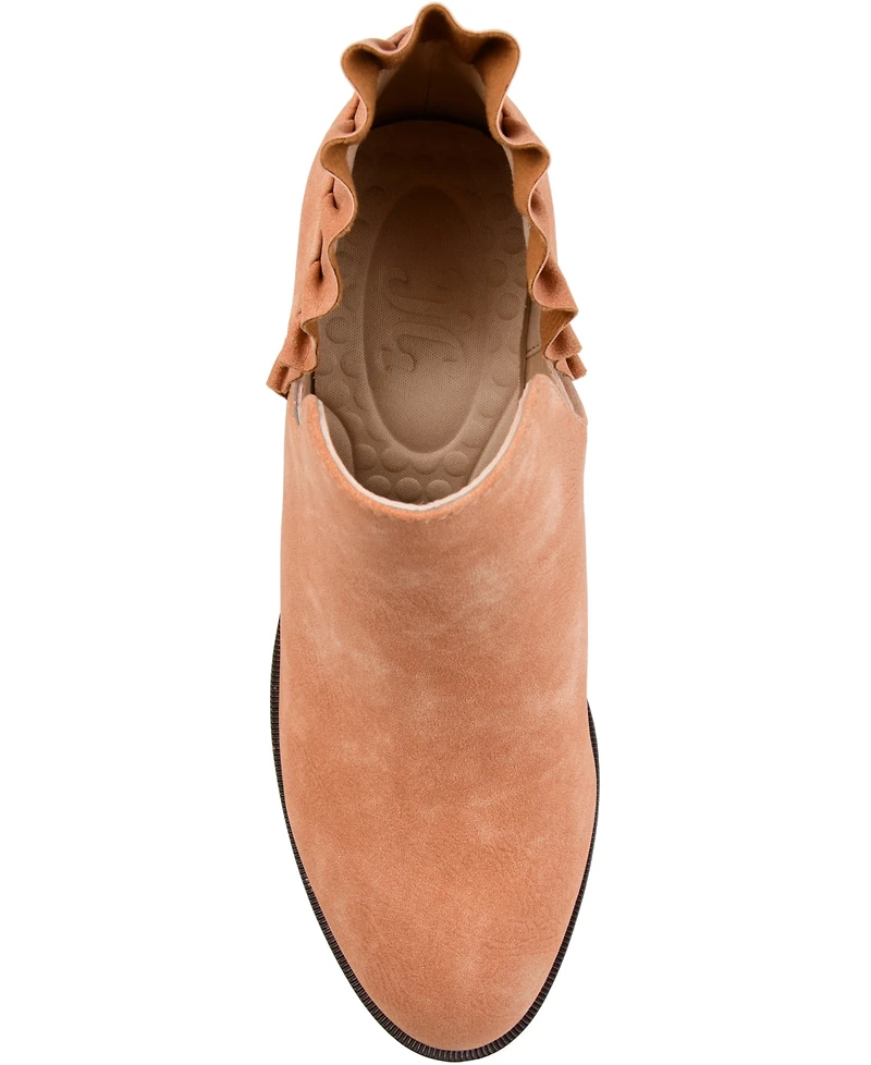 Journee Collection Women's Lennie Ruffle Detail Stacked Block Heel Booties